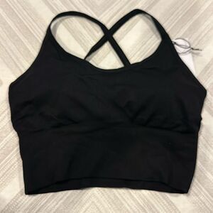 CLEARANCE: 925 Women’s Black Sports Bra - Cross Back with Removable Pads, Size M